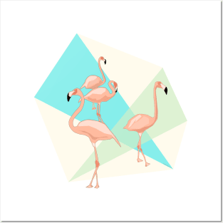 4 Flamingos Design in Soft Colors Posters and Art